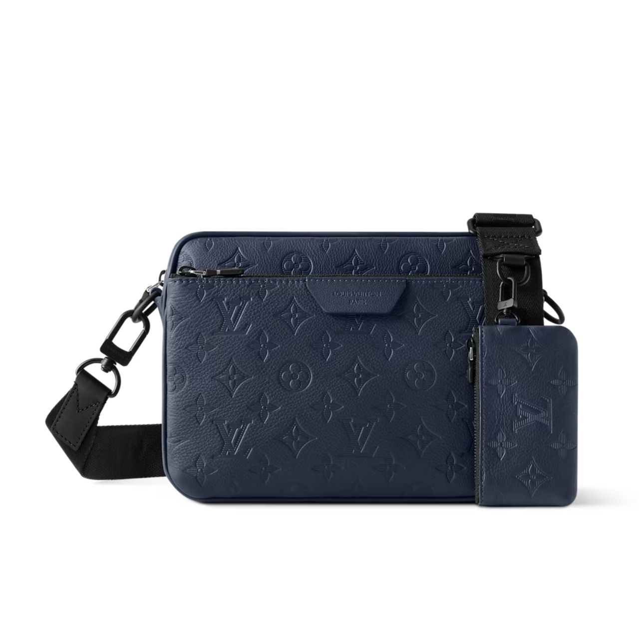 Louis Vuitton Trio Messenger Monogram Shadow Navy Blue 25cm M27925