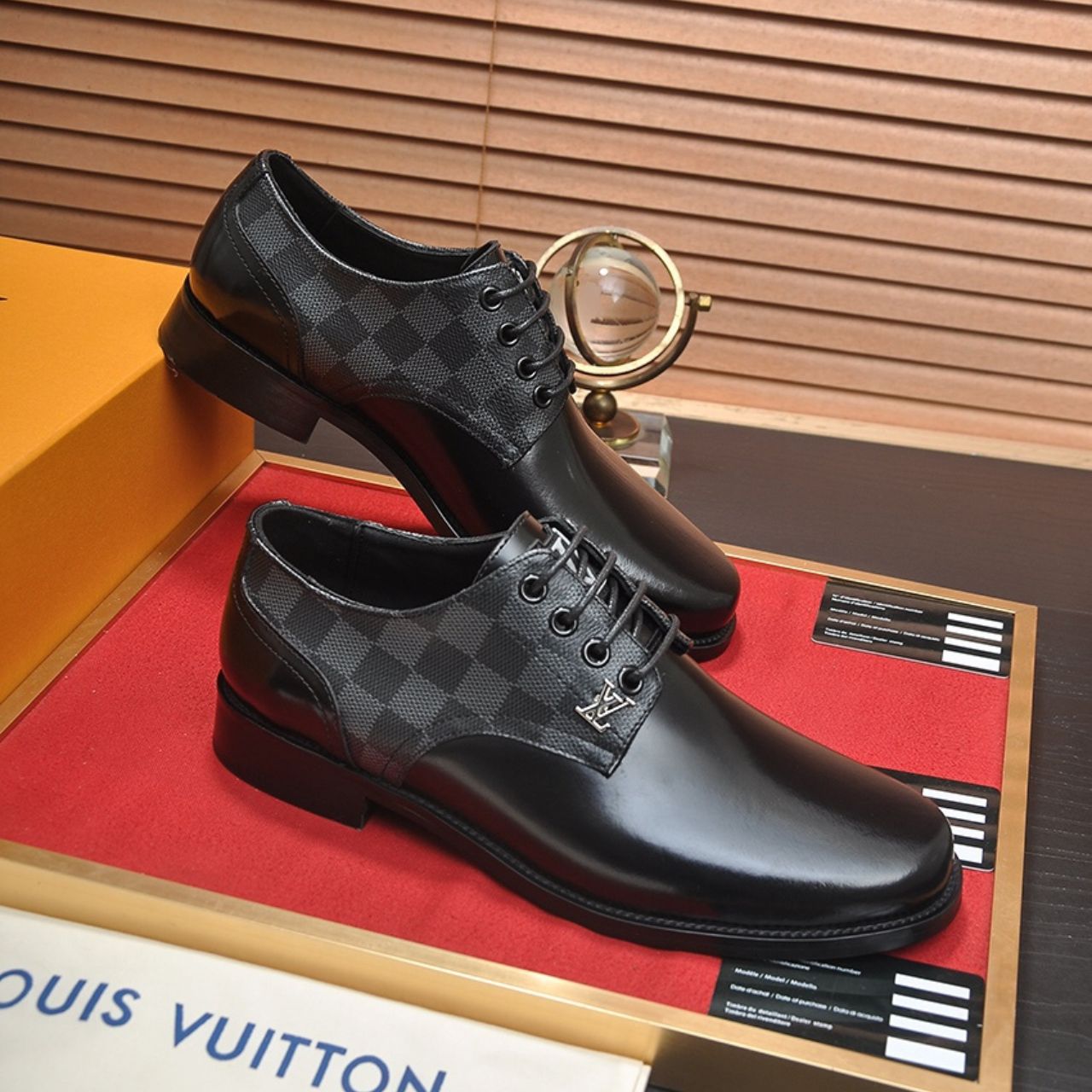 Louis Vuitton Damier Graphite Leather Derby Shoes Black - Image 3
