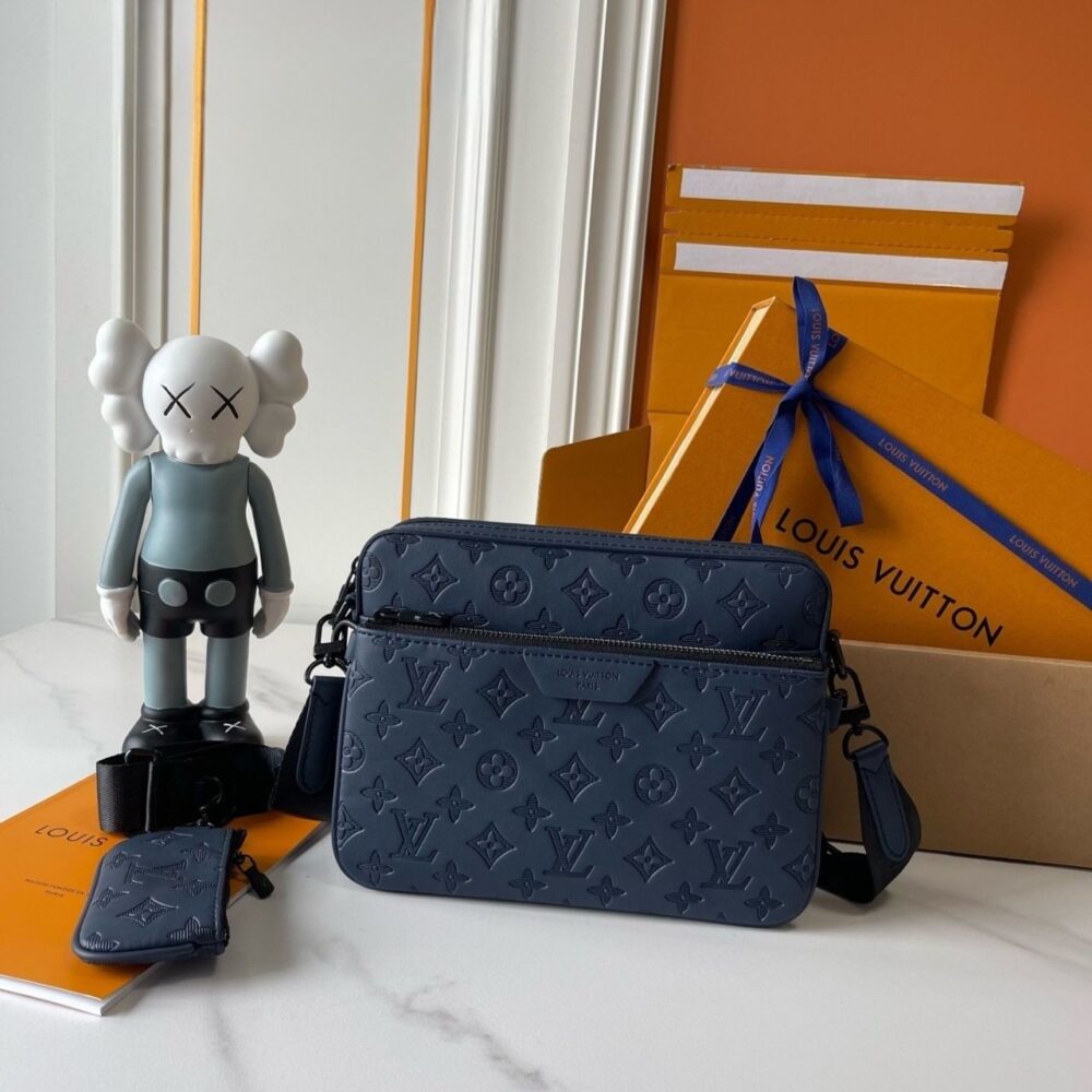 Alternative view of Louis Vuitton Trio Messenger Monogram Shadow Navy Blue 25cm M27925