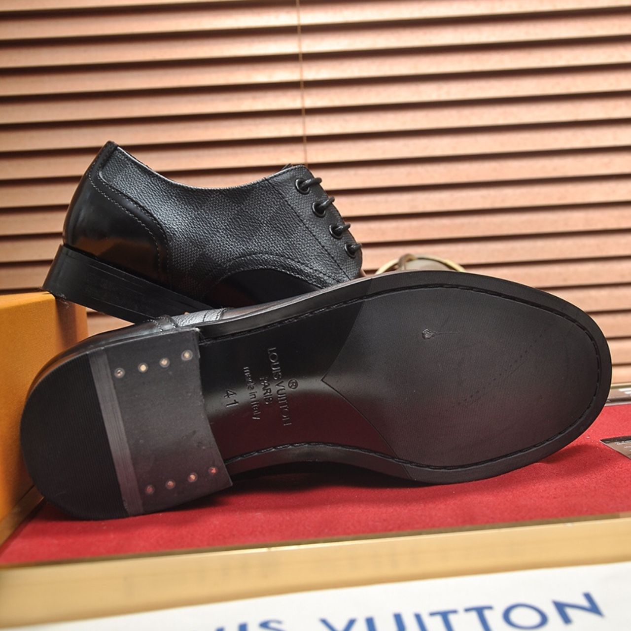 Louis Vuitton Damier Graphite Leather Derby Shoes Black - Image 7