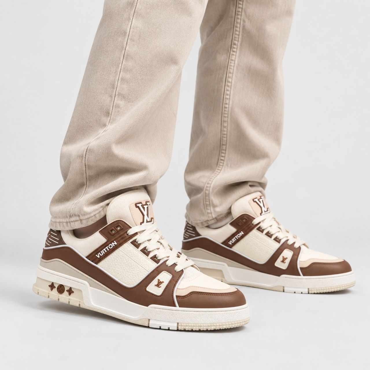 Louis Vuitton LV Trainer Sneaker Brown And White - Image 2