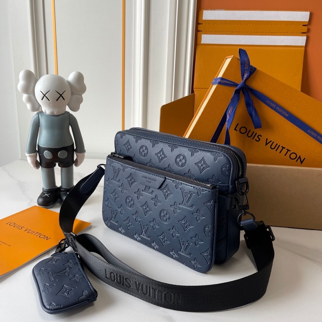 Louis Vuitton Trio Messenger Monogram Shadow Navy Blue 25cm M27925 - Image 4
