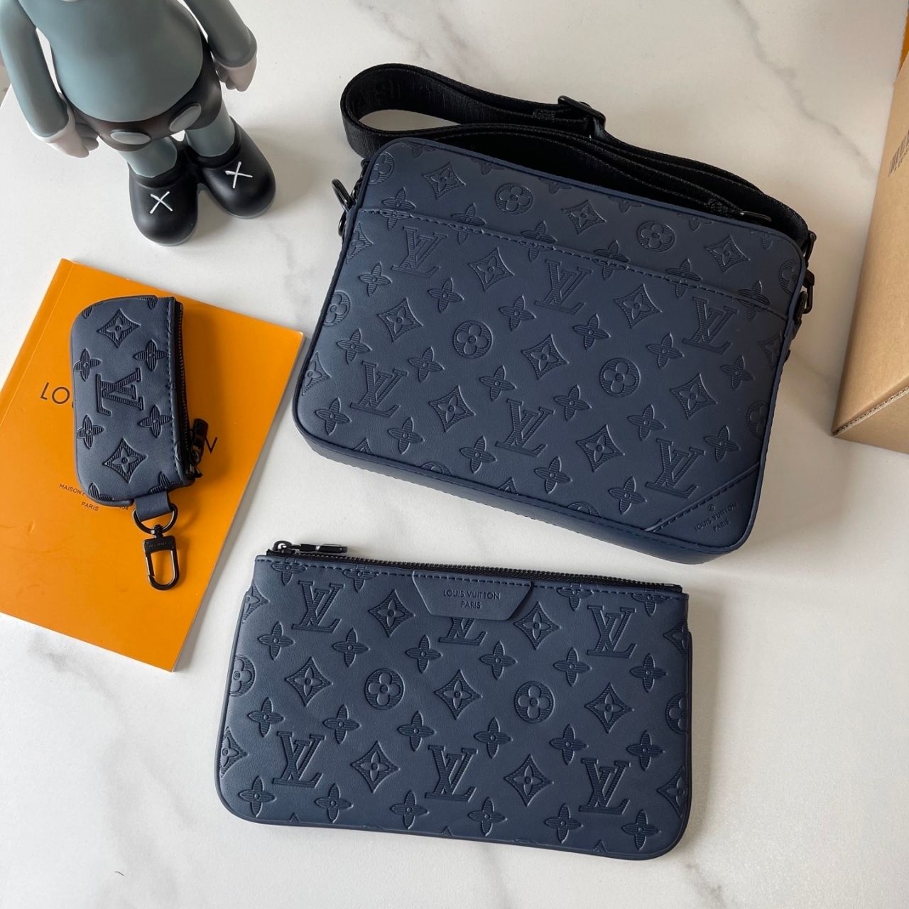 Louis Vuitton Trio Messenger Monogram Shadow Navy Blue 25cm M27925 - Image 10