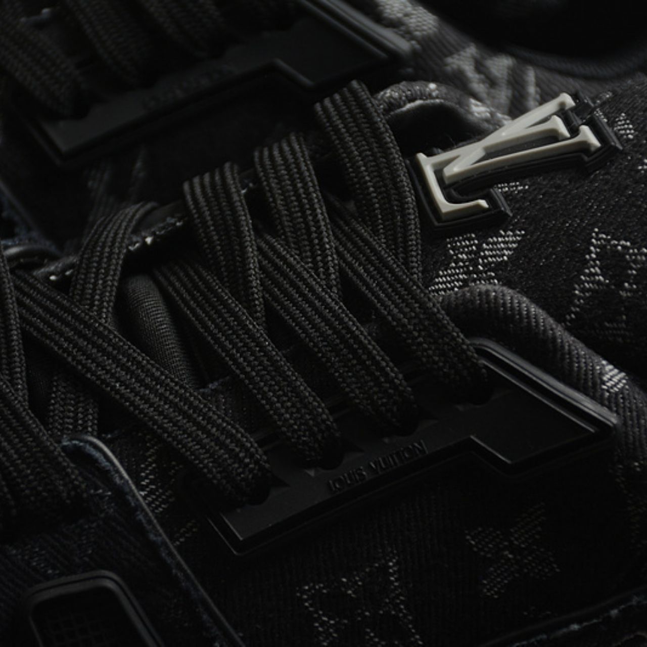 Louis Vuitton LV Trainer Monogram Denim Black Gray Sneakers - Image 11