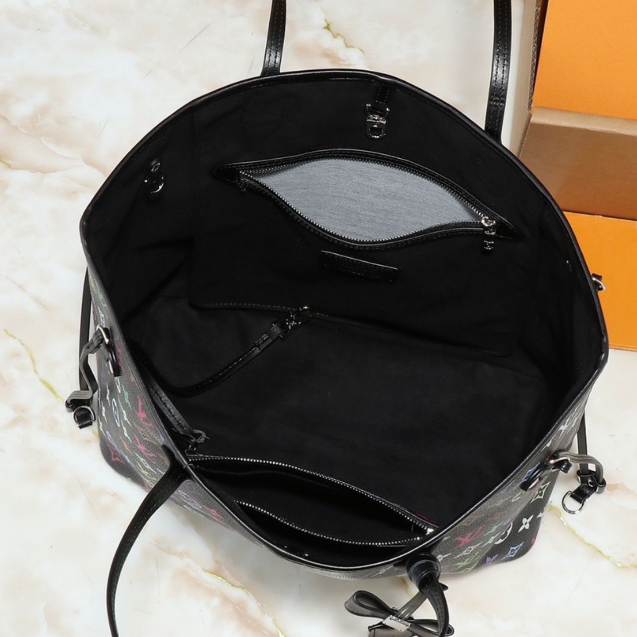 Louis Vuitton x Takashi Murakami Neverfull MM Multicolor Black 31cm - Image 7