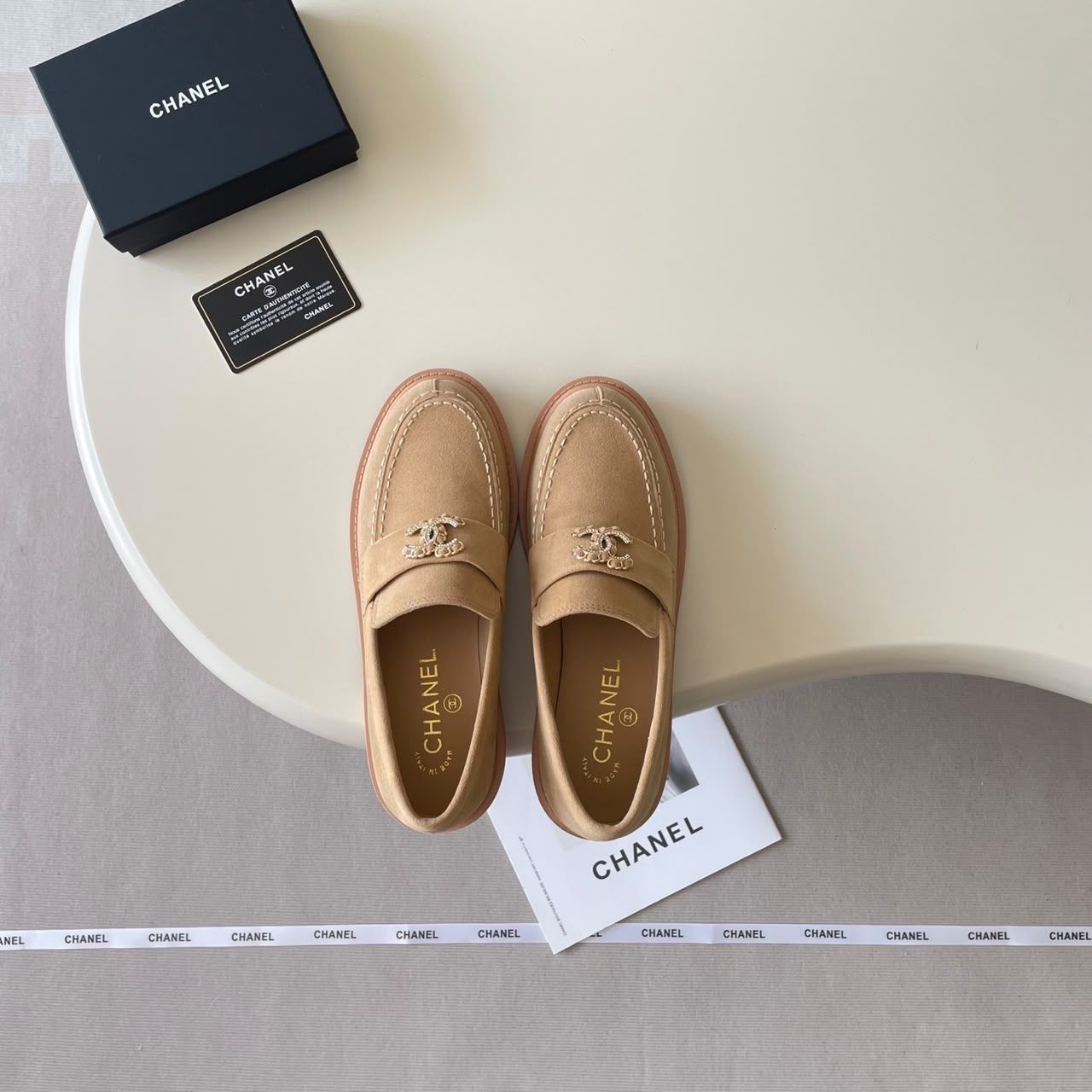 Chanel Moccasin Loafers Dark Beige - Image 5