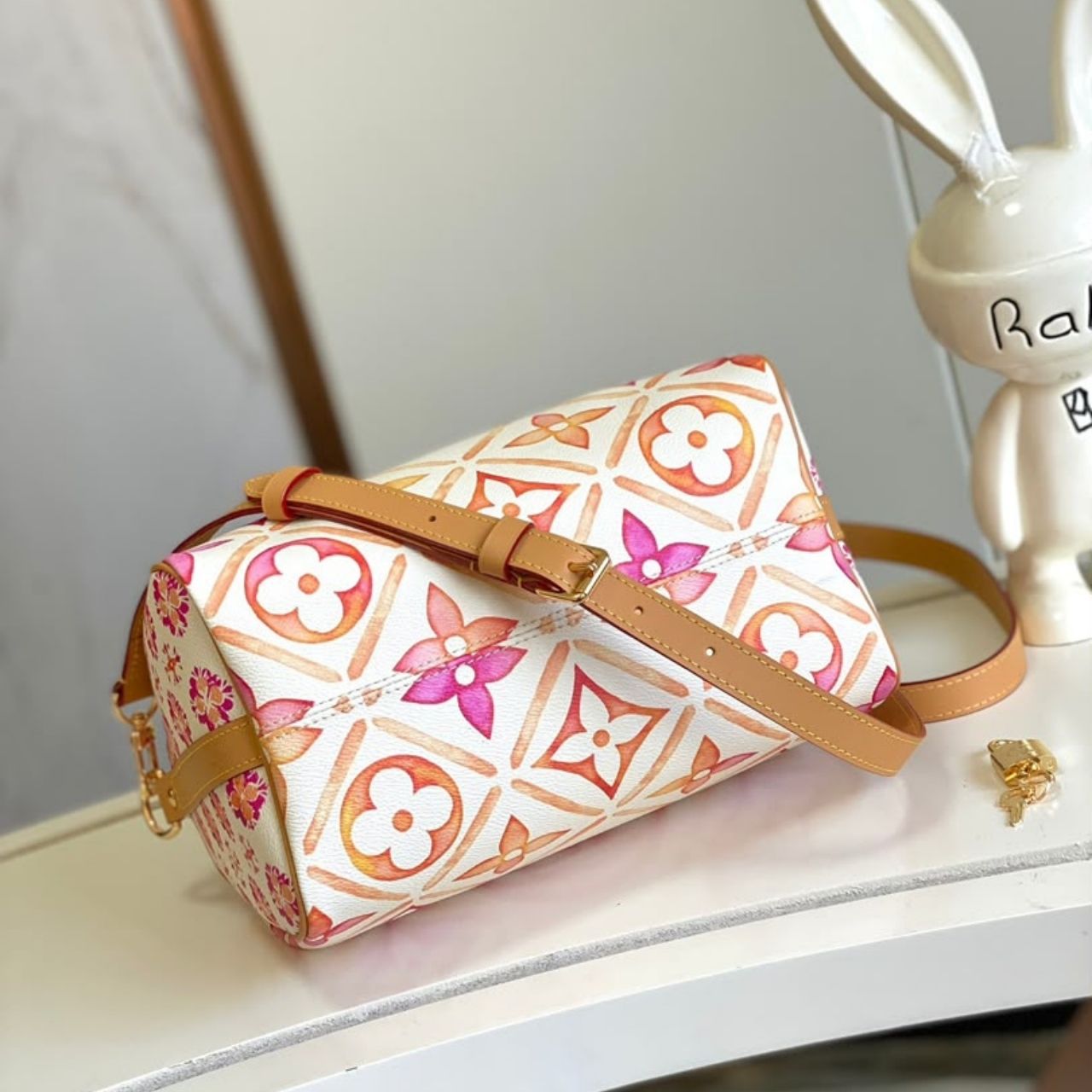 Prestige Edition – Louis Vuitton Speedy Bandouliere 25 Monogram Tiles Orange 25cm - Image 5