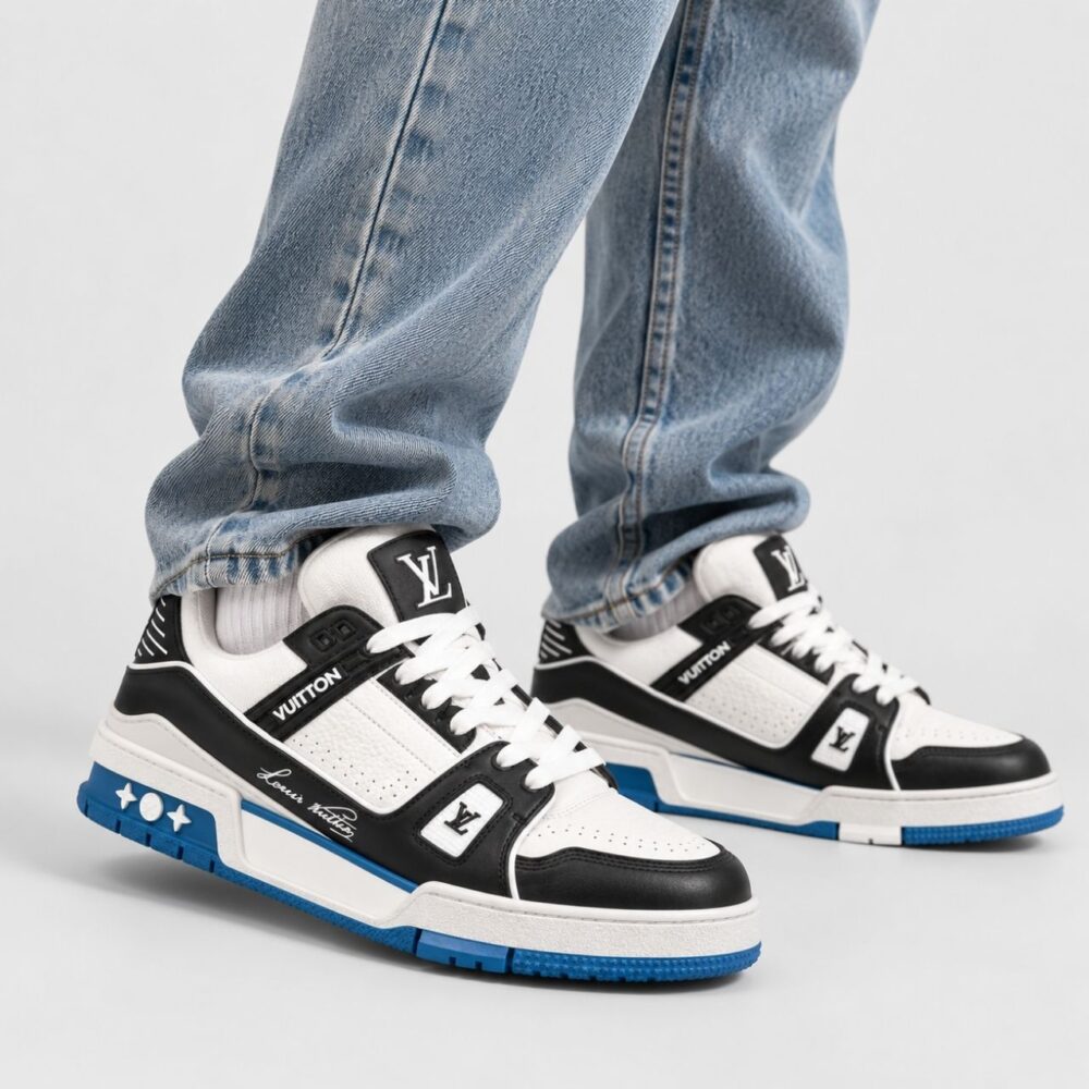 Alternative view of Louis Vuitton LV Trainer Sneaker Black White Blue