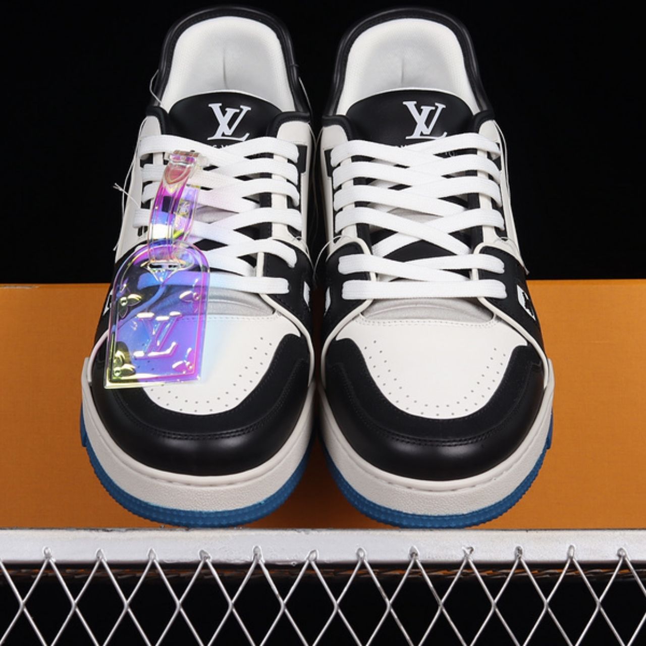Louis Vuitton LV Trainer Sneaker Black White Blue - Image 3