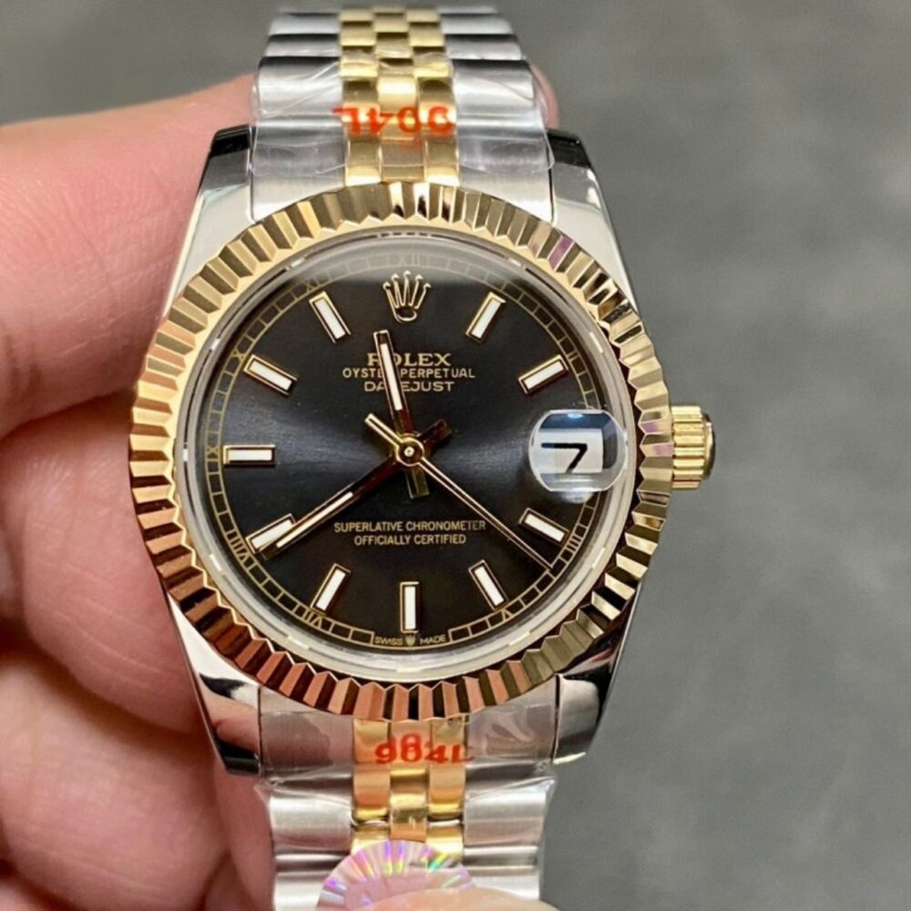 Alternative view of Rolex Datejust 31 Two-Tone Black Dial Watch 31mm