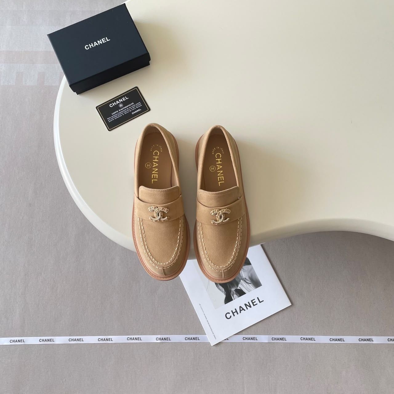 Chanel Moccasin Loafers Dark Beige - Image 3