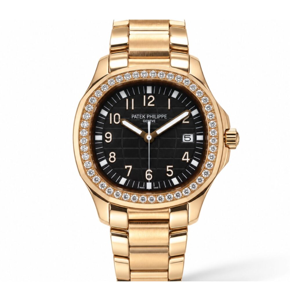 Patek Philippe Aquanaut Diamond Bezel Rose Gold Black