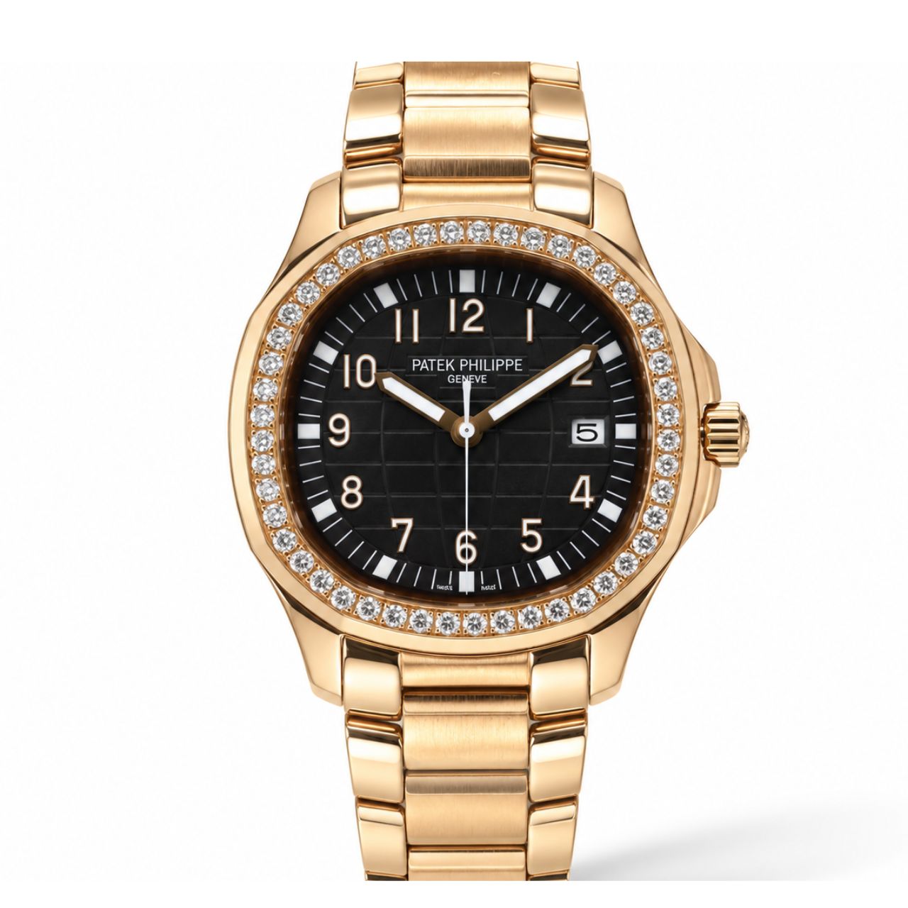 Patek Philippe Aquanaut Diamond Bezel Rose Gold Black