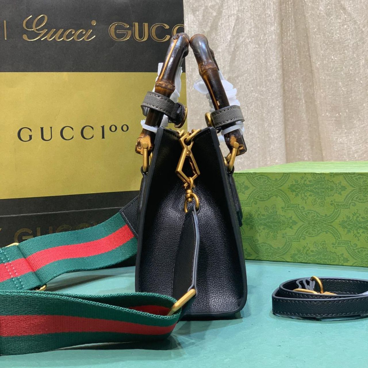 Gucci Diana Small Tote Bag Black 20cm 702732 U3ZDT 1073 - Image 5