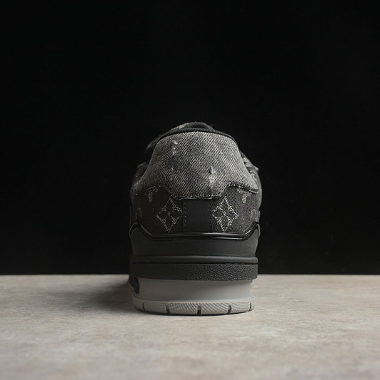 Louis Vuitton LV Trainer Monogram Denim Black Gray Sneakers - Image 8
