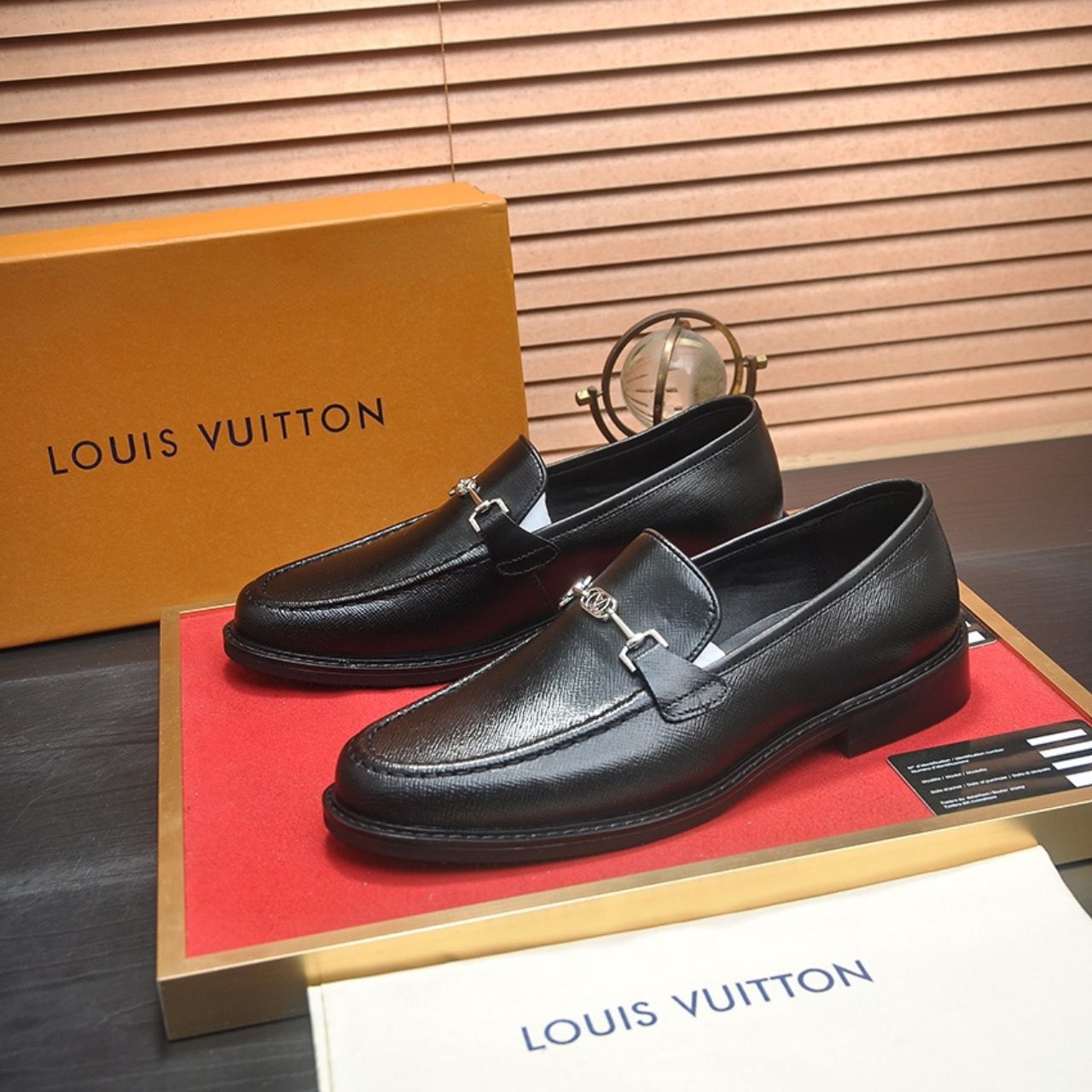 Louis Vuitton LV Initials Loafers Black Leather Silver Hardware - Image 3