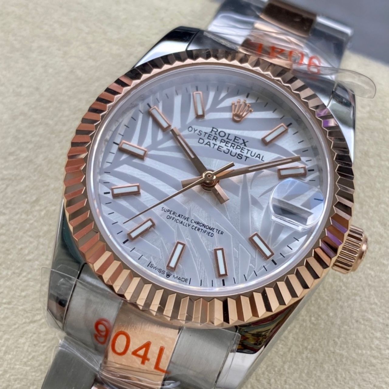 Rolex Datejust 31 Silver Rose Gold Geometric Dial Watch 31mm - Image 2