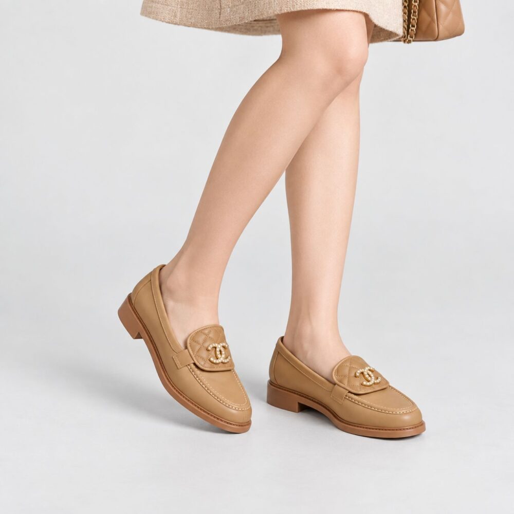Alternative view of Chanel Quilted CC Turnlock Loafers Beige