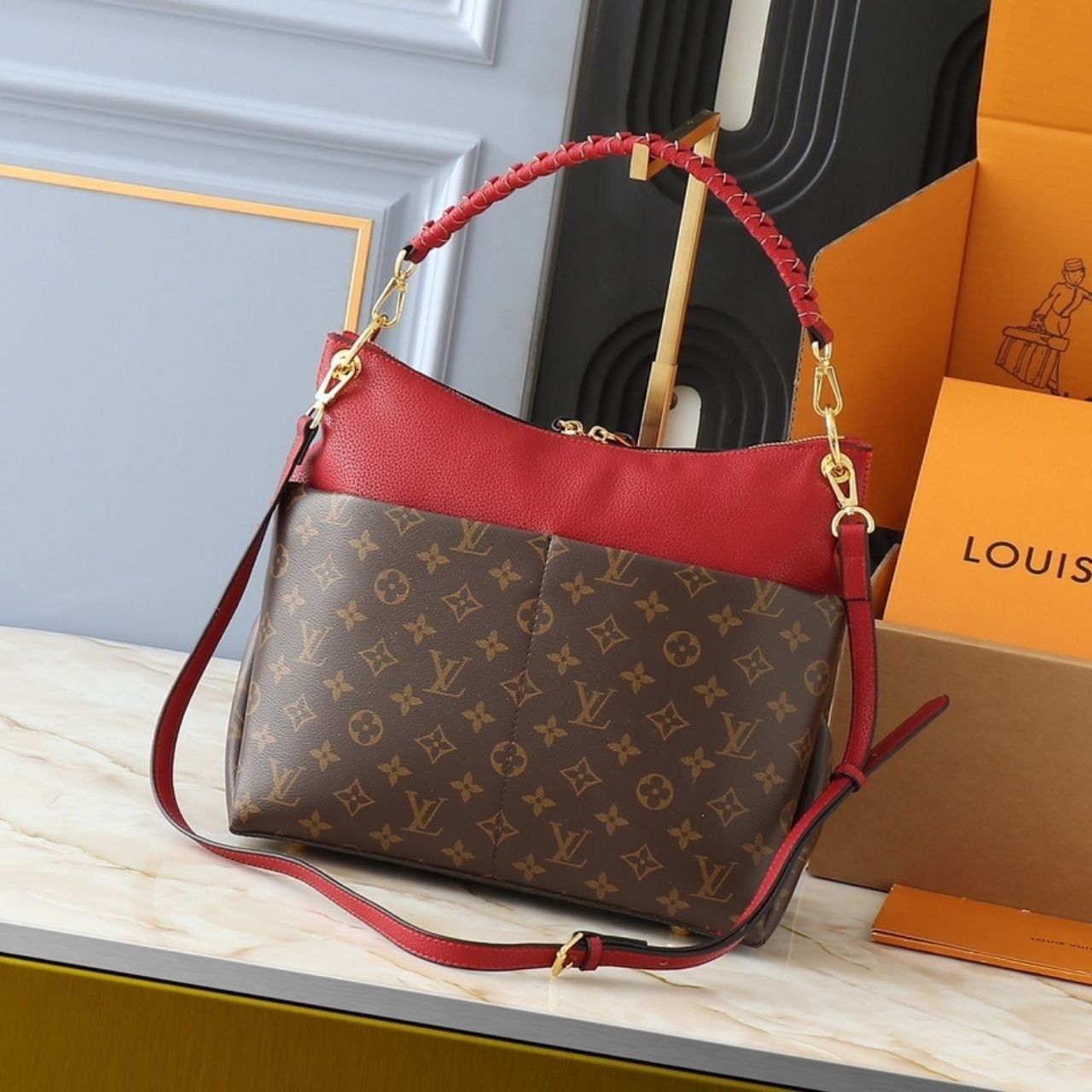 Louis Vuitton Melie Monogram Brown Red 33cm - Image 4