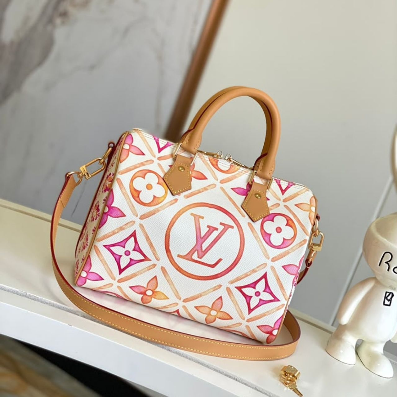 Prestige Edition – Louis Vuitton Speedy Bandouliere 25 Monogram Tiles Orange 25cm - Image 4
