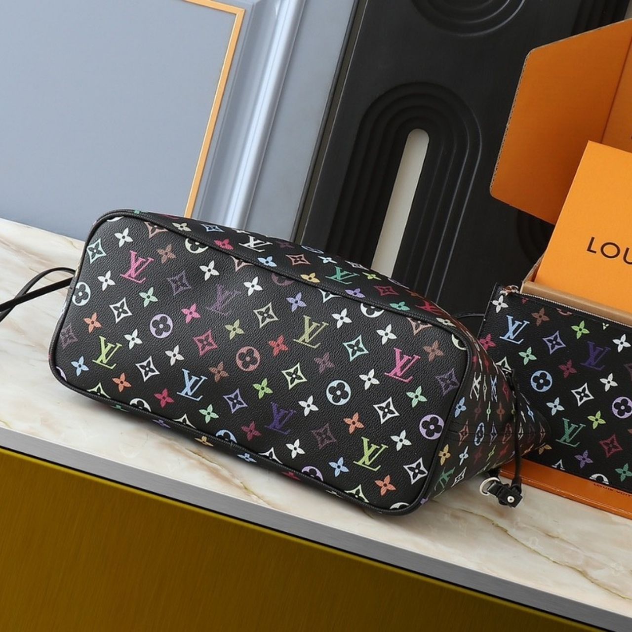Louis Vuitton x Takashi Murakami Neverfull MM Multicolor Black 31cm - Image 5