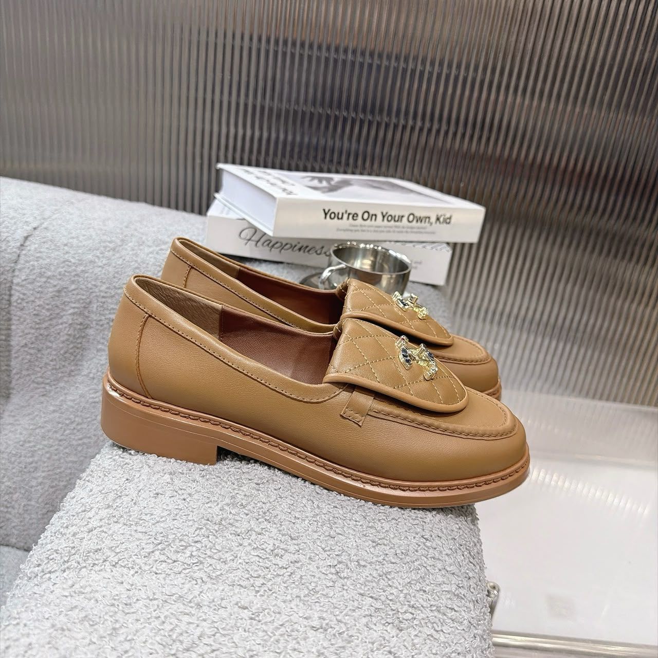Chanel Quilted CC Turnlock Loafers Beige - Image 3